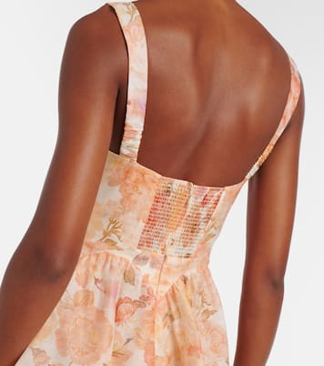 Vestido midi Rebellion de lino y seda floral | Zimmermann