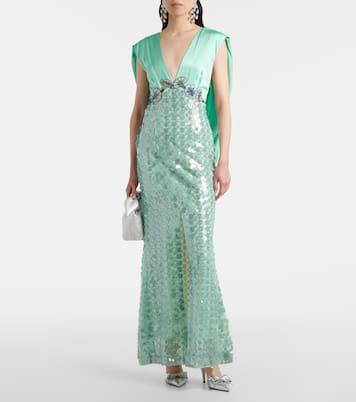 Sequined caped open-back gown | Là Fuori