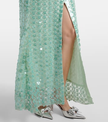 Sequined caped open-back gown | Là Fuori