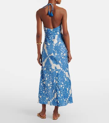 Abito lungo Stella in raso con stampa | Poupette St Barth