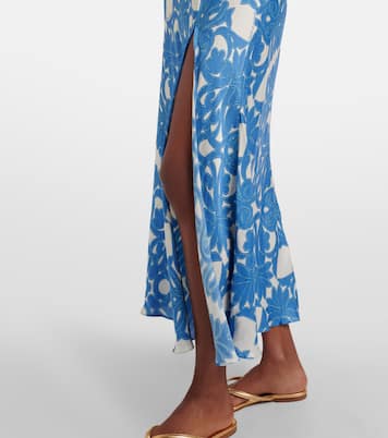 Abito lungo Stella in raso con stampa | Poupette St Barth