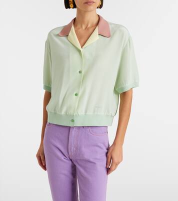 Cropped silk poplin shirt | Versace