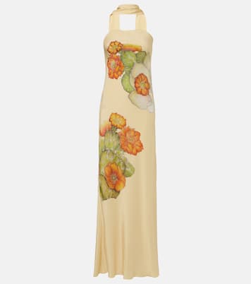 Robe longue bustier en soie à fleurs | Rodarte