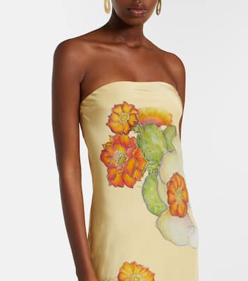 Robe longue bustier en soie à fleurs | Rodarte