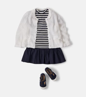 Ribbed-knit striped cotton-blend dress | Il Gufo