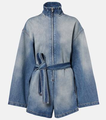 Belted cotton denim jumpsuit | Alaïa