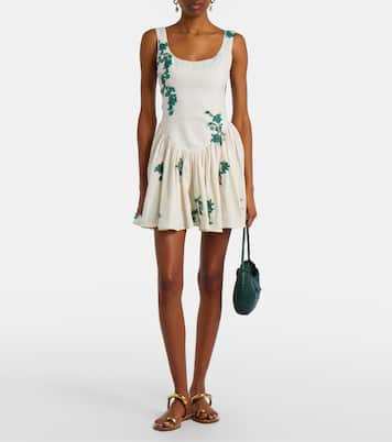 Abito corto Pluma in cotone con ricamo | Agua by Agua Bendita