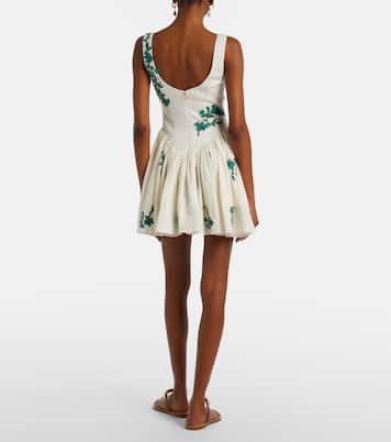 Abito corto Pluma in cotone con ricamo | Agua by Agua Bendita