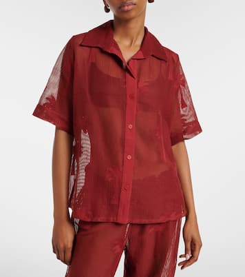 Embroidered cotton-blend mesh shirt | Johanna Ortiz