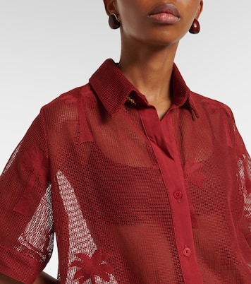 Embroidered cotton-blend mesh shirt | Johanna Ortiz