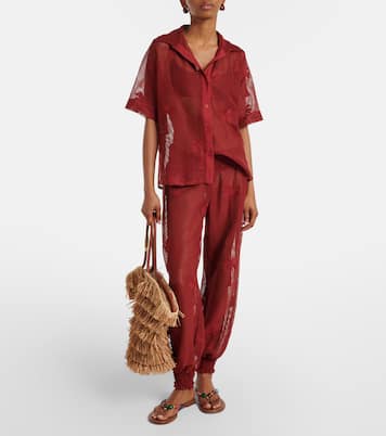 Embroidered cotton-blend mesh shirt | Johanna Ortiz