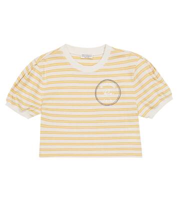 Embellished striped jersey T-shirt | Brunello Cucinelli Kids