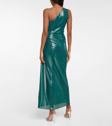 One-Shoulder-Midikleid aus Lamé | Oséree