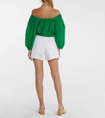 Top raccourci en coton et soie | Velvet