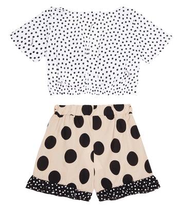 Polka-dot cotton top and shorts set | Monnalisa