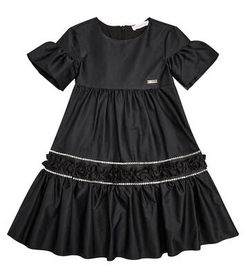 Ruffle-trimmed embellished satin dress  | Monnalisa