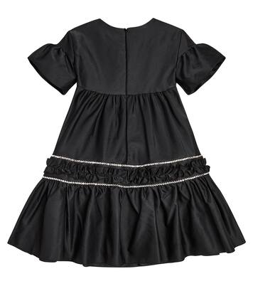 Ruffle-trimmed embellished satin dress  | Monnalisa