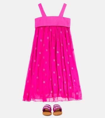Embroidered silk dress | Chloé Kids