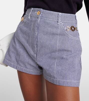 Striped high-rise denim shorts | Patou