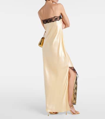 Robe longue Aries en satin de soie et dentelle | SIR