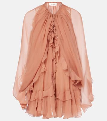 Ruffled silk muslin cape | Chloé