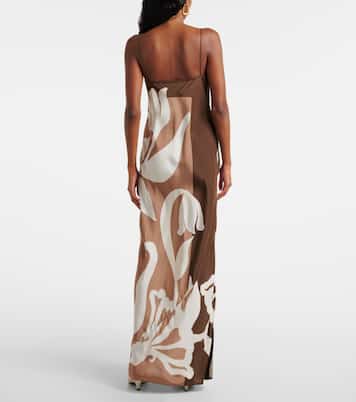 Robe longue en satin de soie à fleurs | SIR
