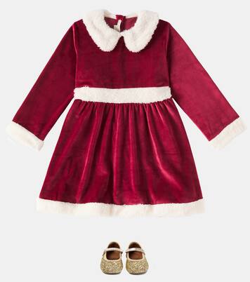 فستان من المخمل مقلّم بالفرو الصناعي | Konges Sløjd