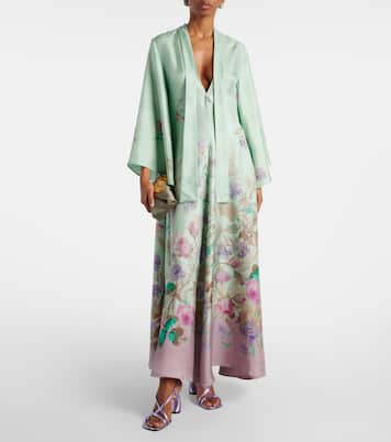 Magnifico floral silk twill maxi dress | La DoubleJ
