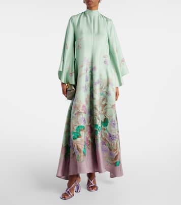 Magnifico floral silk twill maxi dress | La DoubleJ