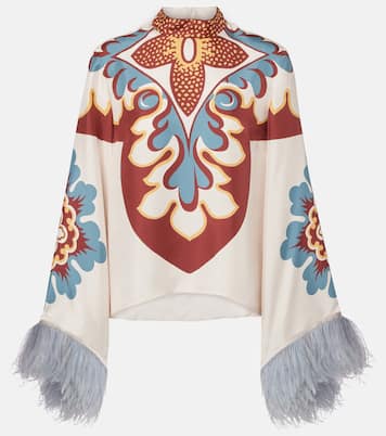 Top Make An Exit aus Seide mit Federn | La DoubleJ