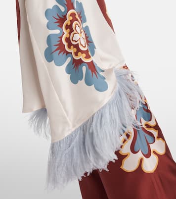 Top Make An Exit aus Seide mit Federn | La DoubleJ