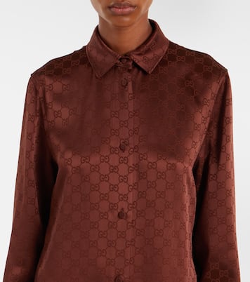 Abito chemisier in raso GG | Gucci