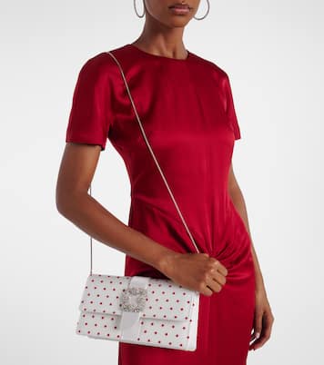 Clutch Capri in raso a pois con cristalli | Manolo Blahnik