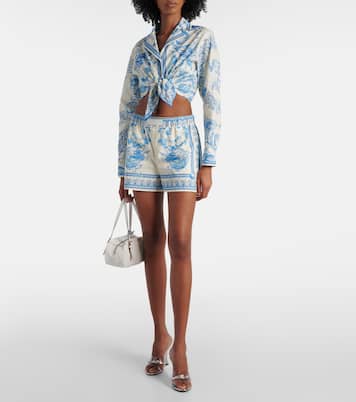 Underwater Barocco cotton poplin shorts | Versace