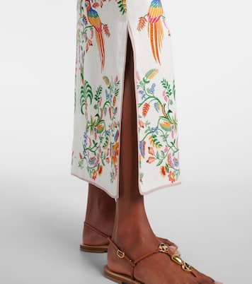 Bedruckter Midirock aus Leinen | Farm Rio