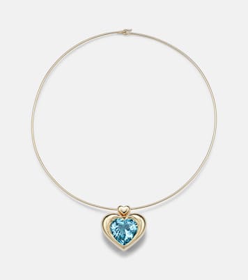 Collier Cupid's Big Heart en or 14 ct et topaze | Roxanne First