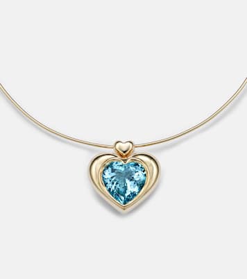 Collier Cupid's Big Heart en or 14 ct et topaze | Roxanne First