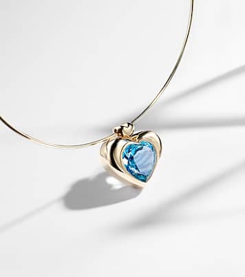 Collier Cupid's Big Heart en or 14 ct et topaze | Roxanne First