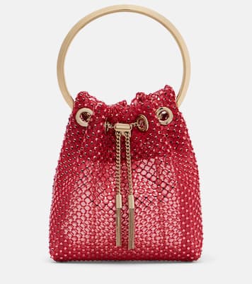 Bon Bon Small embellished satin bucket bag | Jimmy Choo