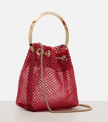 Bon Bon Small embellished satin bucket bag | Jimmy Choo