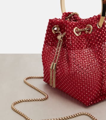 Bon Bon Small embellished satin bucket bag | Jimmy Choo