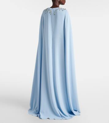 Caped embellished silk-blend gown | Oscar de la Renta