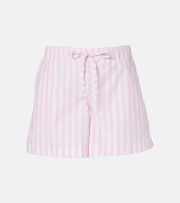 Embroidered striped cotton poplin shorts | Hunza G