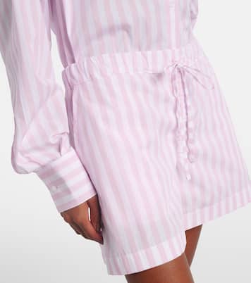 Embroidered striped cotton poplin shorts | Hunza G