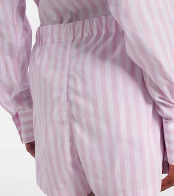 Embroidered striped cotton poplin shorts | Hunza G