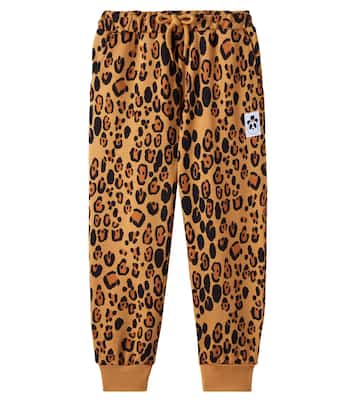 Leopard-print cotton jersey sweatpants | Mini Rodini