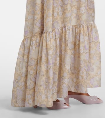 Floral ruffled silk charmeuse maxi dress | Chloé