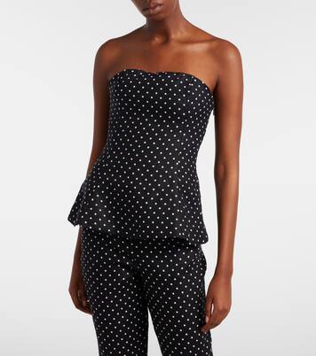 Petro polka-dot peplum linen top | Faithfull