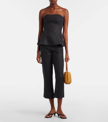 Petro polka-dot peplum linen top | Faithfull