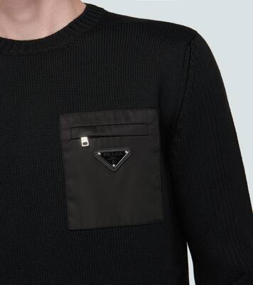 Crewneck sweater with nylon pocket | Prada
